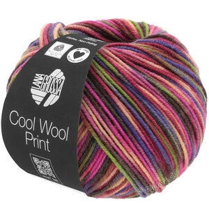Lana Grossa COOL WOOL  Print | 749-Crno vino/roze/žuta zelena/ plava ljubičasta/losos/Mokka