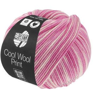 Lana Grossa COOL WOOL  Print | 842-roze/fuksija/ecru