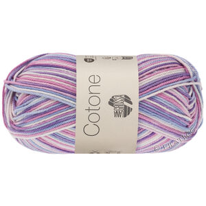 Lana Grossa COTONE  Print/Spray/Mouliné | 354-bijela/roze/ljubičasta/ljubičasta/Ljubičasto plava