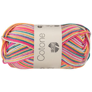 Lana Grossa COTONE  Print/Spray/Mouliné | 356-narančasta/roze/ljubičasta/zelenilo mora/Nježno zelena