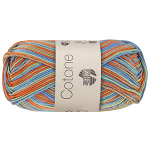 Lana Grossa COTONE  Print/Spray/Mouliné | 370-mandarin/siva bež/mint zeleno/tirkiz