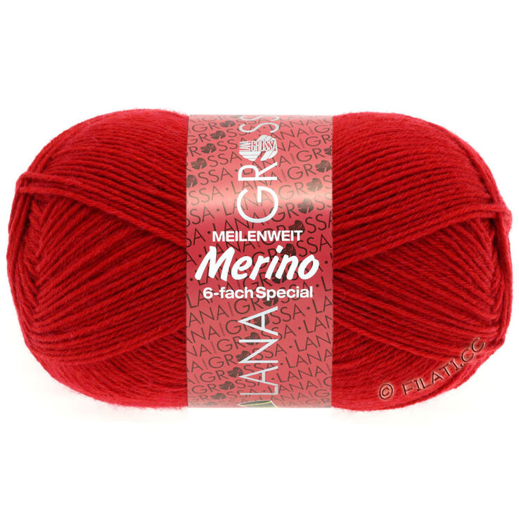 Lana Grossa MEILENWEIT 6-STRUKO 150g Merino | 01-crveno