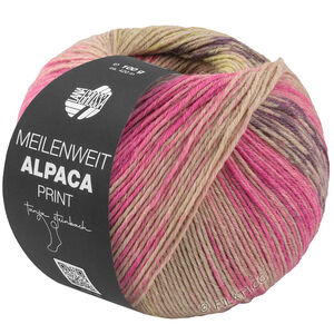 Lana Grossa MEILENWEIT 6-FACH 150g Alpaca Print | 1201-roze/roze/patlidžan/bež/senf/tamno smeđa