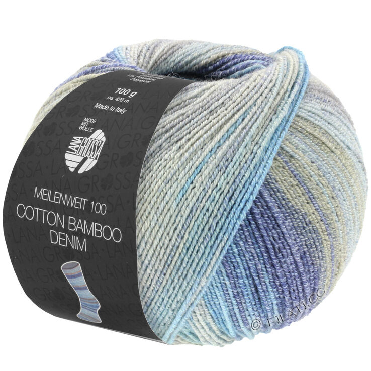 Lana Grossa MEILENWEIT 100g Cotton Bamboo Denim | 3311-srebrna siva/svijetlo siva/siva/svjetlo bež/svjetloplav/tamno plava