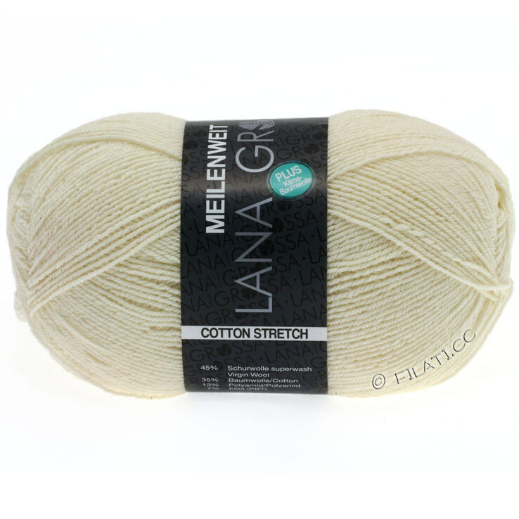 Lana Grossa MEILENWEIT 100g Cotton Stretch | 8001-zima Bijela
