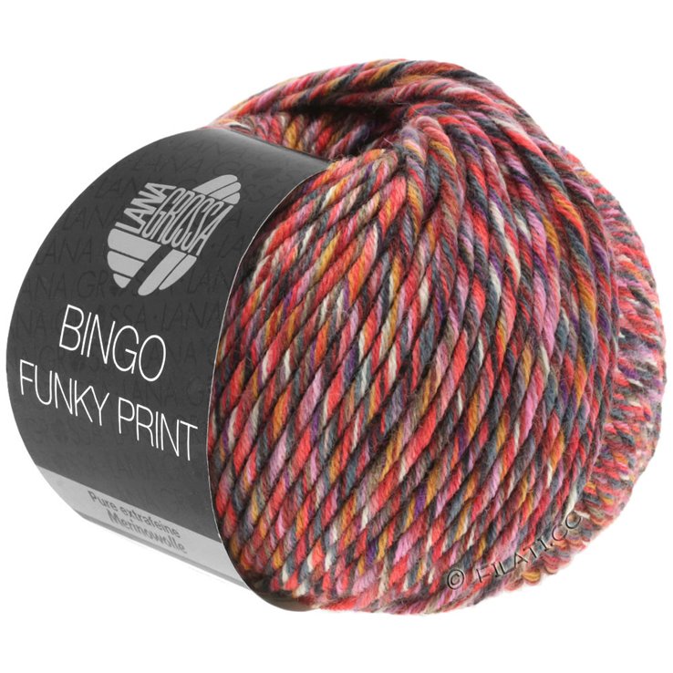 Lana Grossa BINGO Funky Print | 401-tamno crvena/roze/siva raznobojan