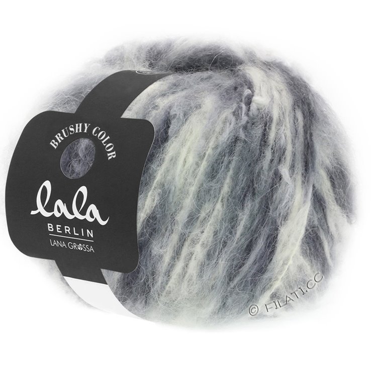 Lana Grossa BRUSHY Uni/Print (lala BERLIN) | 207-bijela/siva/crna