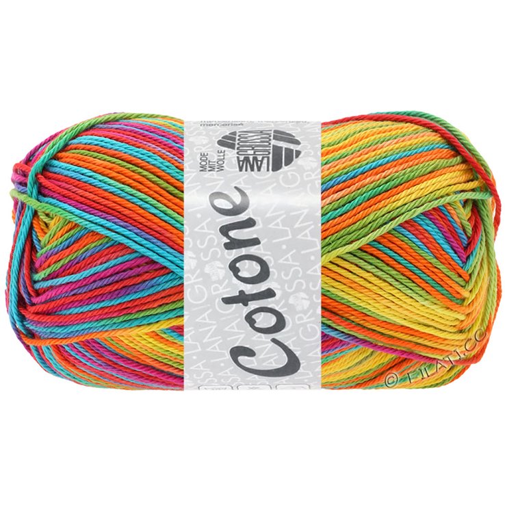 Lana Grossa COTONE Print/Spray/Mouliné | 306-žuto/narančasta/tirkiz/zelen/koral/ljubičasta