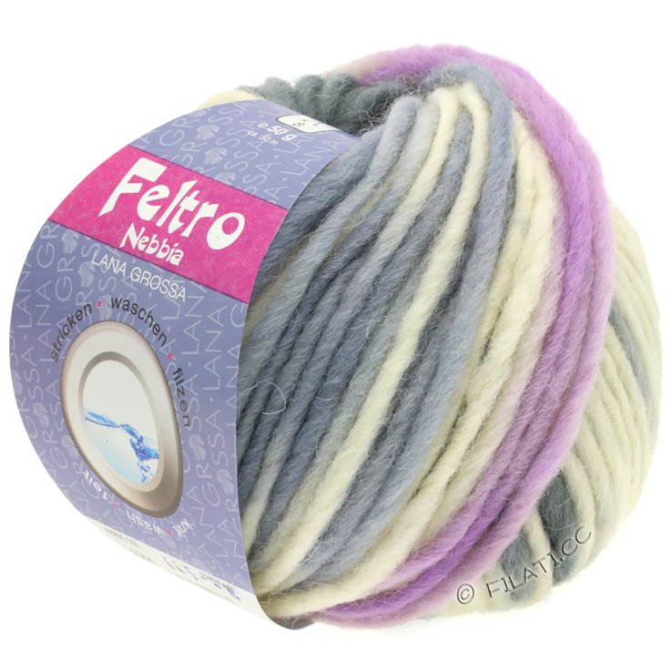 Lana Grossa FELTRO Nebbia | 1501-bijela/jorgovan/tamno siva/svijetlo siva