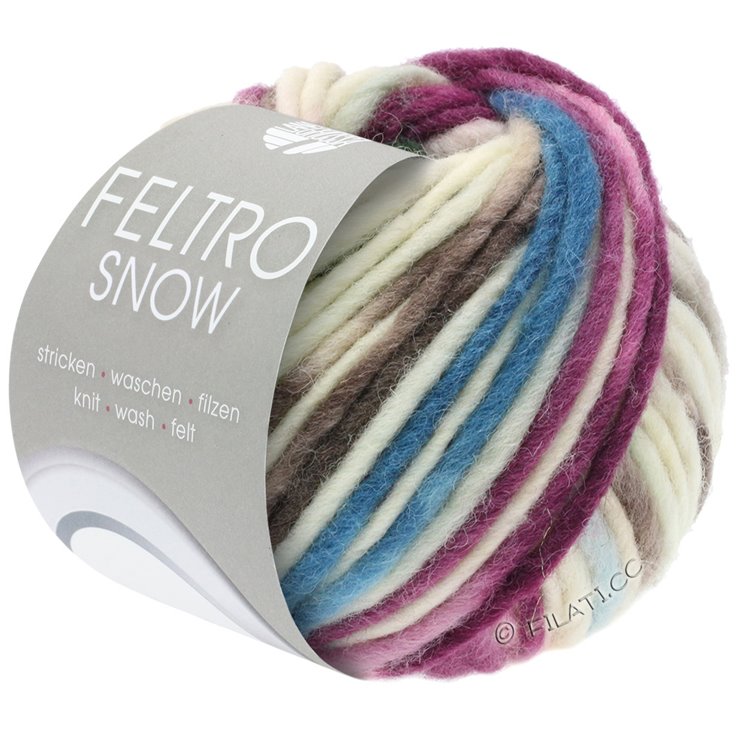 Lana Grossa FELTRO Snow | 451-ecru/petrol/mornarica/tamno ljubičasta/sivo smeđa
