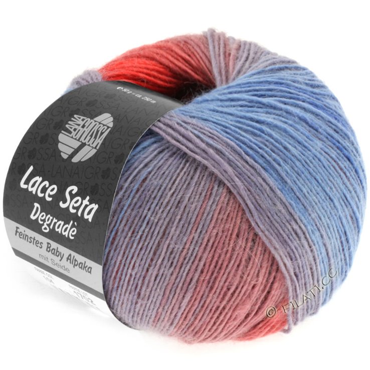 Lana Grossa LACE Seta Dégradé 50g | 101-farmerke/Nježno ljubičasta/losos crveno/Stara ružičasta