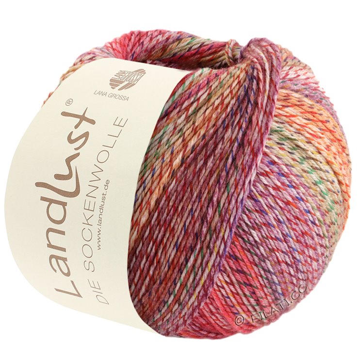 Lana Grossa LANDLUST DIE SOCKENWOLLE PRINT | 211-Crno vino/Crvena trešnja/jorgovan/mauve/žuto/zelen/tamnozelena/mornarica prosarana