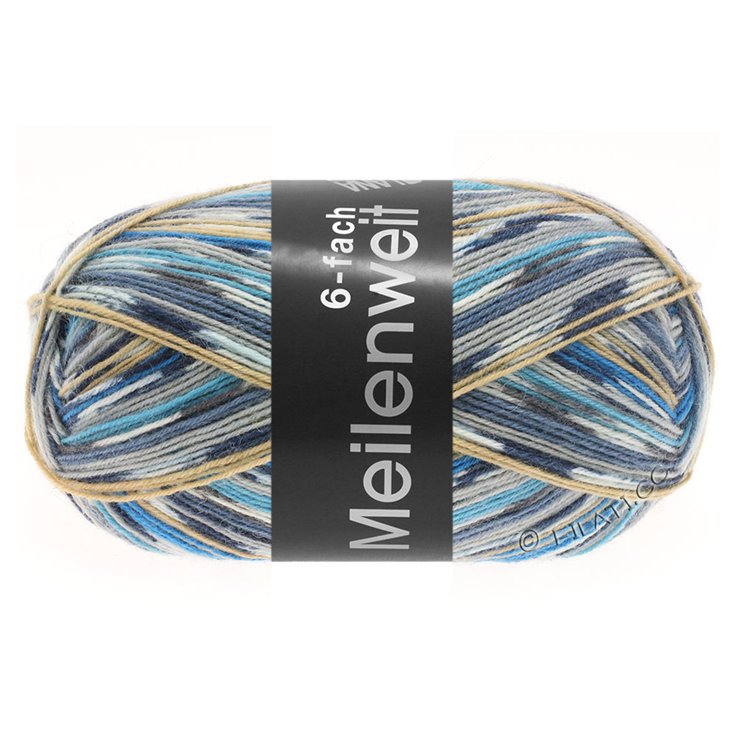 Lana Grossa MEILENWEIT 6-FACH 150g Fantasy | 9559-petrol/bež/ecru/srebrna siva/tamno siva/plavo siva/antracit/tirkiz