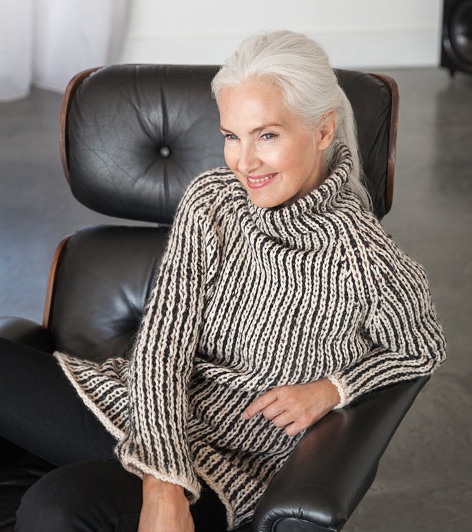 Lana Grossa RAGLANPULLI IM ZWEIFARBIGEN HEBEMASCHENMUSTER Lala Berlin Lovely Cotton & Peloso